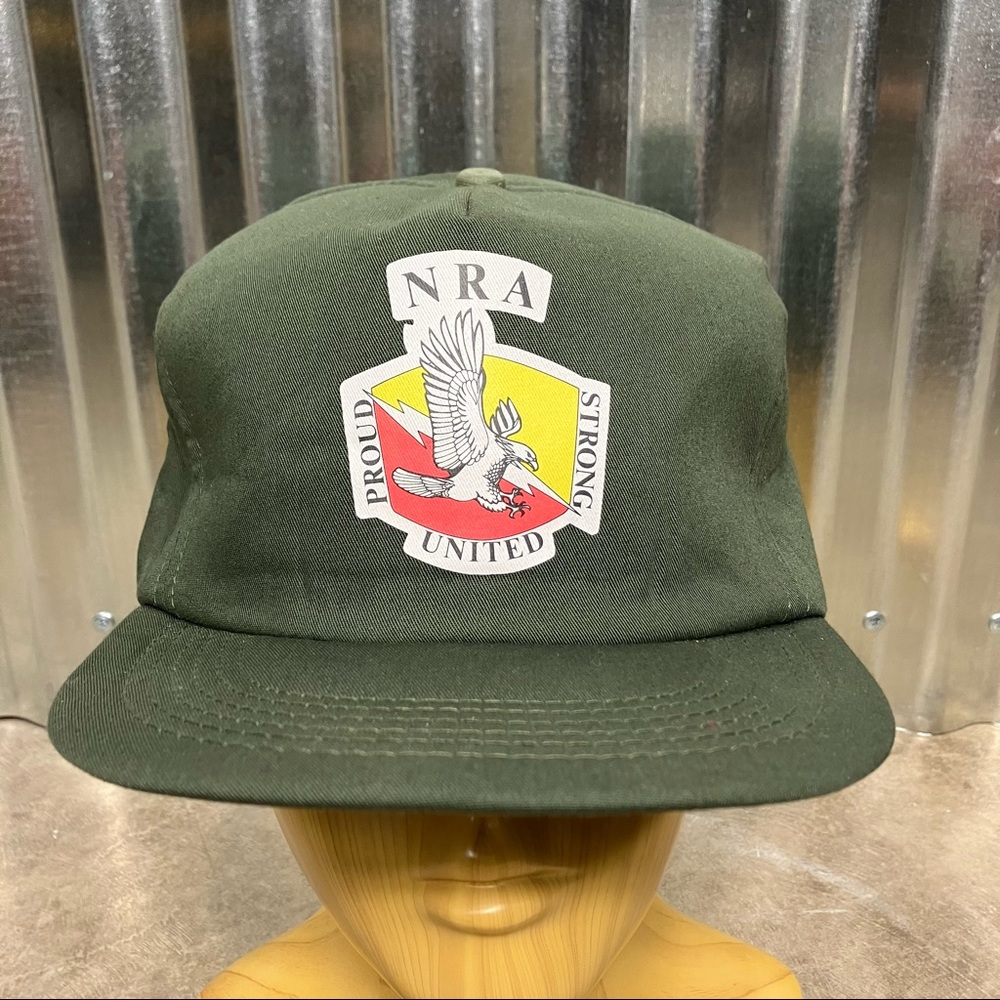 Vintage NRA Guns rifles made in USA men's snapback trucker hat cap army green
